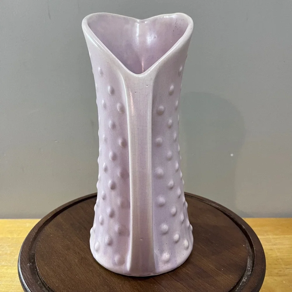 Vtg Nelson McCoy Pottery Lavender Pink Hobnail Tall Pitcher NM USA 10.5